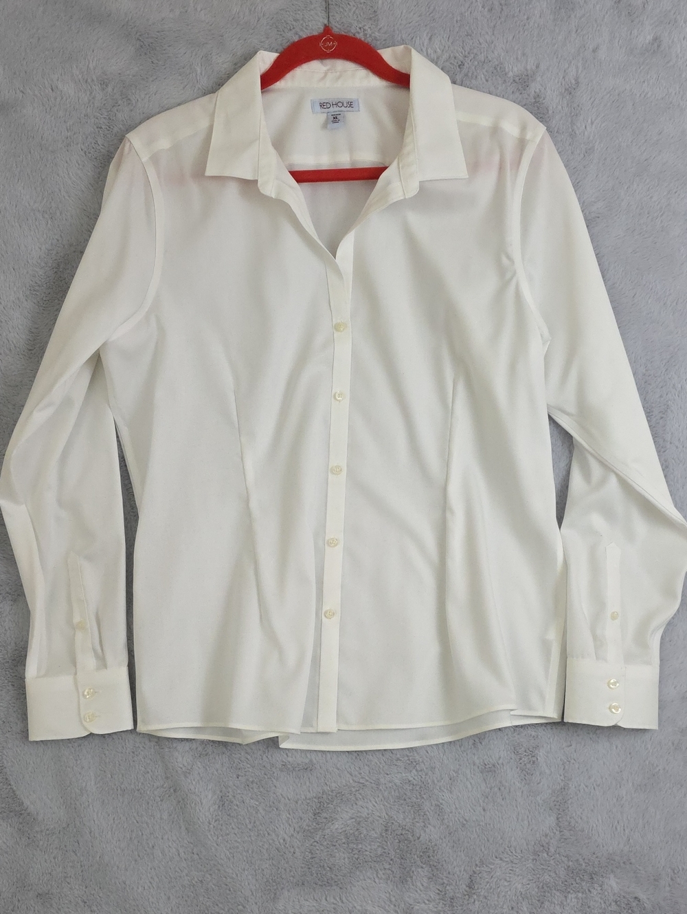 Red House White Non-Iron Button Front Dress Shirt Women's XL Long Sleeve Career